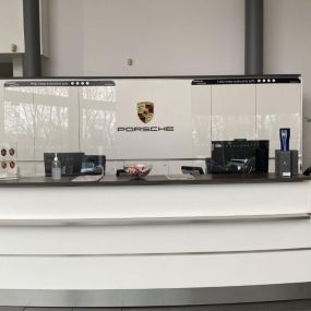 Reception area inside the Porsche Wilmslow Service Centre