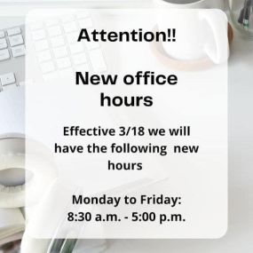 Heads up! Our hours will be changing effective 3/18.