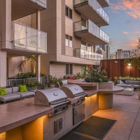 BBQ Grilling Terrace at F11 East Village Luxury Apartments in downtown San Diego, CA