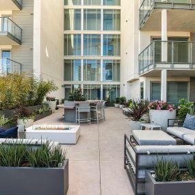 BBQ Grills and Lounge Area at F11 East Village Luxury Apartments in downtown San Diego, CA