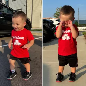 Abram participated in State Farm “Red Day” to promote parents making sure you have enough LIFE INSURANCE. He covered those eyes when one mom decided to get that morning coffee instead of life insurance!