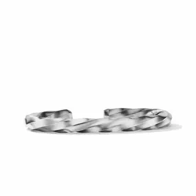 Cable Edge Cuff Bracelet in Recycled Sterling Silver