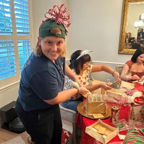 The team had a blast making and decorating gingerbread houses!