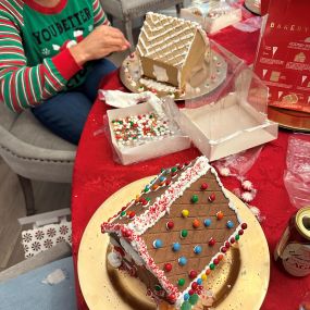 The team had a blast making and decorating gingerbread houses!