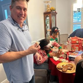 The team had a blast making and decorating gingerbread houses!