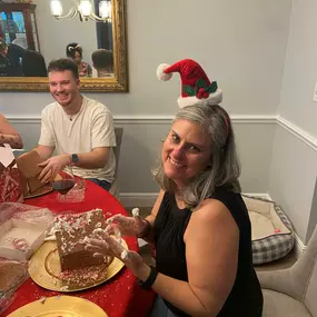 The team had a blast making and decorating gingerbread houses!