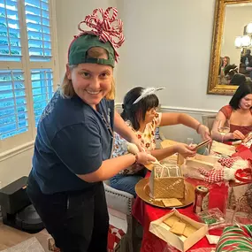 The team had a blast making and decorating gingerbread houses!