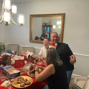 The team had a blast making and decorating gingerbread houses!