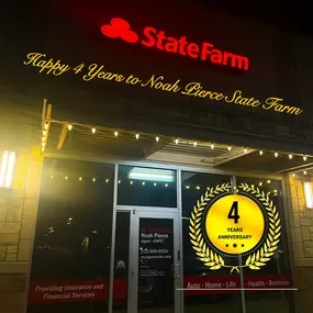 Celebrating 4 incredible years of serving our community at Noah Pierce State Farm! ????

Here’s to the growth, success, and achievements we’ve shared and to many more years of protecting what matters most to you. ????

Thank you for being a part of our journey!