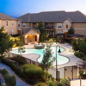 Aerial View of Pool and Apartments