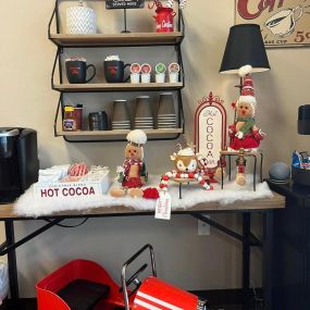 It is Christmas at Liz Sweney State Farm Office . The team has decorated the office and even set up a scrumptious hot chocolate bar  and a mailbox for your kiddos to drop off their Santa Claus Letter. We are accepting unwrapped toy for kids in need and donating them to Toys for Tots