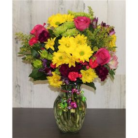 Celebrate The Day! - Well-crafted hand-designed by our florists, Celebrate the Day is one of our Top Sellers! This design includes a mix of bright blooms and festive greens