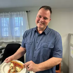 Pizza day at the office to welcome new team member, Steven! Everyone at the office loved the pizza from Buontempo Bros. in Bel Air.