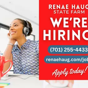 Join our team at Renae Haug State Farm and have a positive impact on the lives of individuals in our community!

Visit our website or call us for more information on how to pursue a fulfilling career with ample opportunities for advancement.