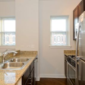 Kitchen hallway with a spacious countertop