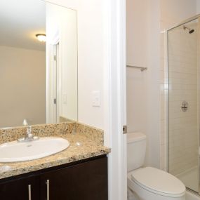 Bathroom with glass door shower