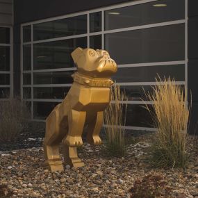 Mack bulldog in front of RDO Truck Center in Omaha, NE.
