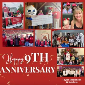 Happy 9th Work Anniversary Taylor!!!???? We are so grateful for your commitment to our customers day in and out and your passion for community involvement! We love being a part of your team and can't wait to see what's in store for the future! Congratulations! ???? #TaylorizeInsurance #Anniversary #GoodNeighbor #StateFarm