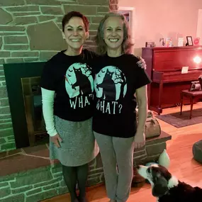 Lisa and her sister, Robin sporting their matching Halloween tee's! ????