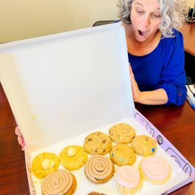 Michele loved when a vendor dropped off a sweet surprise! Crumbl Cookies!!