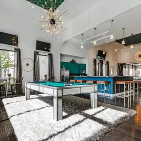 Social Clubroom with HDTV Entertainment, Premium Audio System & Billiards