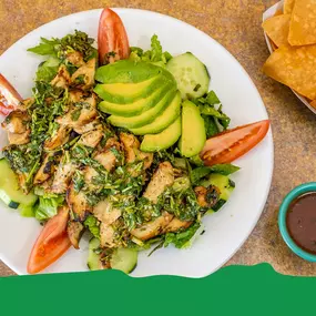 Ensalada de pollo con cilantro y aguacate