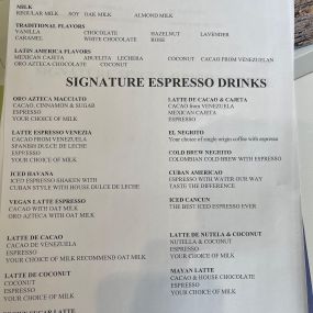 Cafe Sociedad Latina- menu