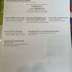 Cafe Sociedad Latina- menu