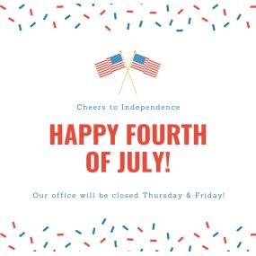 Happy Fourth of July from our office to you! We are so grateful to be celebrating our independence today, and everyday! �
.
Remember to be safe this weekend! ????✨????