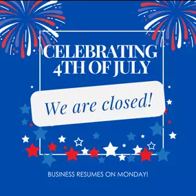 In honor of the 4th of July, our office will be closed on Thursday & Friday this week!
.
Our office will reopen on Monday at 9am! Have a wonderful weekend & remember to take safety precautions when needed!????✨????