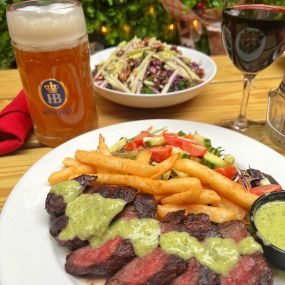 Hanger Steak served with French Fries & salsa verde