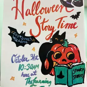 We’re so excited to see you at our HALLOWEEN STORY TIME ????????????

This “all treats, no tricks” event is planned with young ones in mind. Please join us at 10:30 a.m. at The Learning Tree.
Costumes are encouraged!!! ????????????