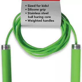 With a hop, skip, and a jump, you can help students release pent-up energy after school with a kid-sized jump rope. It's classic active fun with a modern design that includes perfectly weighted, soft silicone grip handles and a stainless steel ball bearing core. Available in an assortment of colors.