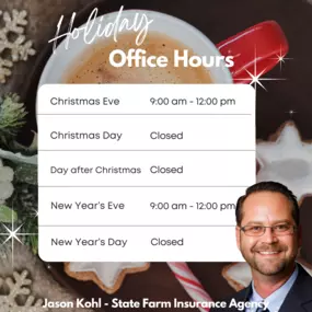 Holiday Hours for our office. We hope everyone enjoys their holiday!