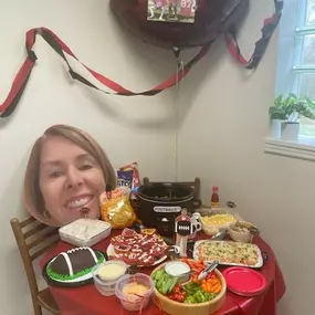 Our team is getting excited for the Big Game this weekend! We enjoyed delicious spreads at each office for our football themed lunch! We are cheering for the Red team this year!! ????????????