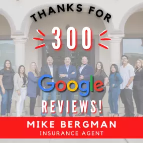 We want to thank everyone who helped us reach 300 Google Reviews! Your feedback and testimonials motivate us to continue providing exceptional insurance services and dedicated assistance in and around Frisco, Texas.