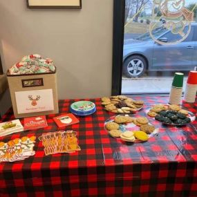 Take a look at our snack table for our Reindeer event. If you look closely, we even have some feed for our furry friends.