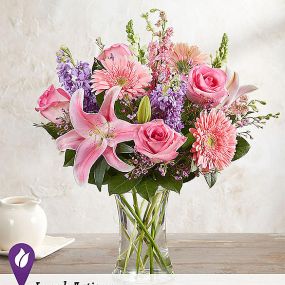 LOCAL ARTISAN When it comes to letting her know she’s always on your mind, think pink and lavender. We’ve hand-gathered a romantic mix of pink and purple blooms to create a gorgeous, garden-inspired bouquet. Designed by expert florist Breanna Cartwright of Modesto, CA, this beautiful bunch will remain a fond memory for a long time.