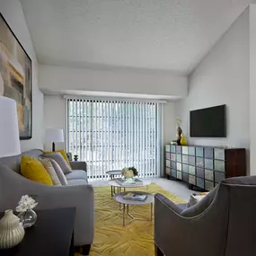 Plymouth Woods Apartments' living room in another angle showcasing open windows