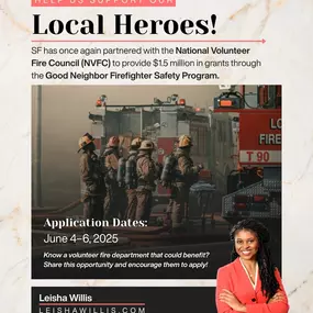 Calling All Los Angeles Territory Agents! 150 Volunteer Fire Departments across the country will each receive $10,000 grants to boost responder safety and improve community service.
Grant Application Dates:
June 4–6, 2025
(Only open for 3 days!)
Share this opportunity and encourage them to apply! There’s no cap on applications, and at least one department in every state (with 10+ eligible apps) is promised to win.