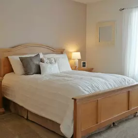 Bedroom with cozy bed and window view