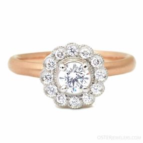 Wedding diamond ring with flower pattern in diamond setting