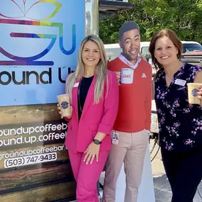 WHERE’S JAKE? We spotted him at GroundUp Coffee Bar with Megan and Renee supporting small businesses and getting his morning coffee run.