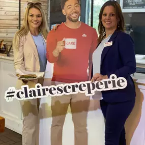 Where’s Jake? You can find him having a delicious taste of France at Claire's Creperie with Megan and Renee. Thank you, Claire and Jesse, for trusting us with your business!