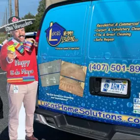 Jason with Lucas Home Solutions stopped by today and provided our office with an estimate for carpet cleaning. Jake spilled his coffee and made such a mess, but we know Jason will work his magic and make those coffee stains disappear!