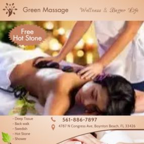 Green Massage is the place where you can have tranquility, absolute unwinding and restoration of your mind, 
soul, and body. We provide to YOU an amazing relaxation massage along with therapeutic sessions 
that realigns and mitigates your body with a light to medium touch utilizing smoother strokes.