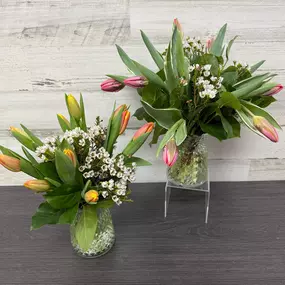 If you want tulips delivered, we have some beautiful tulip vases available every week! Let us know if you have a color preference and we can see if we have it! Also available on our website!????