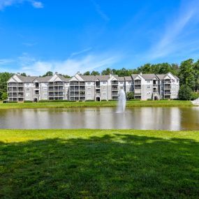 Lush landscaping, gorgeous lake with benches and views that surround you at Lakeside at Arbor Place