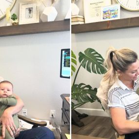 Absolutely love getting baby snuggles at the office! Little Madden is our newest addition to the State Farm family and couldn’t be happier for @lyssamariemcdaniel. Starting next week Alyssa will back in the office part time and remote part time to help you with your insurance! We have missed her so much????