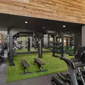 24/7 state-of-the-art fitness center boasting top-of-the-line cardio and strength equipment at AVE Tampa Riverwalk